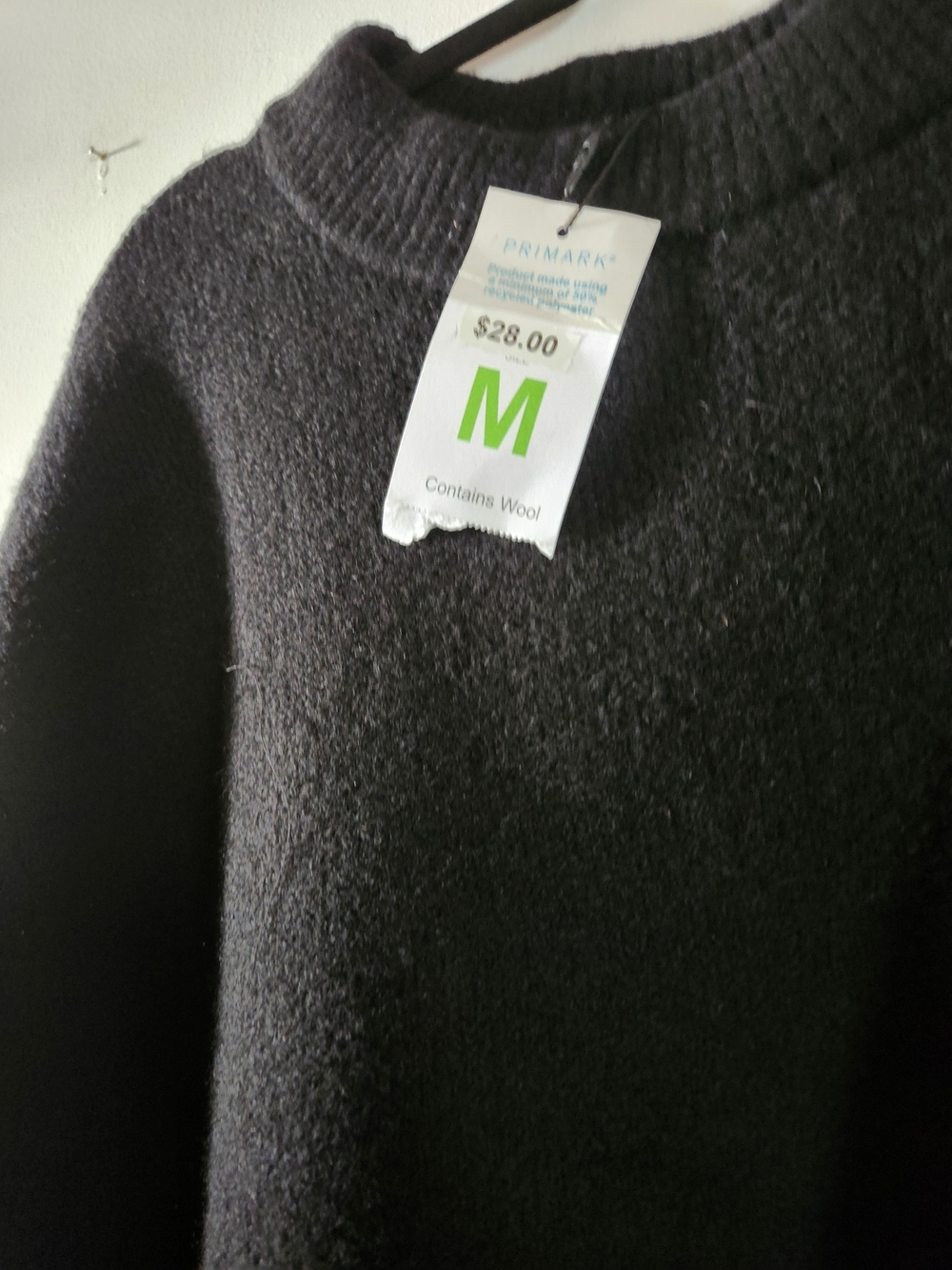 Primark Black Crewneck Wool-Blend Sweater